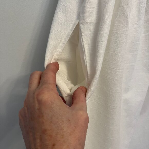 Faherty White Organic Cotton Puff Sleeve Babydoll Dress, Size Large - Picture 7 of 12